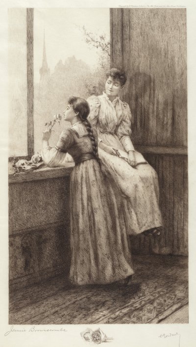 Untitled (Two Girls at a Window) by Jennie Augusta Brownscombe