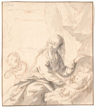 Mary with Baby Jesus in the Cradle and John by Jens Juel