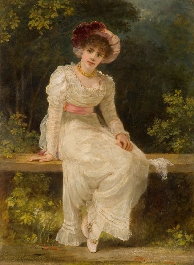 Lady Seated in a Garden by Jerry Barrett