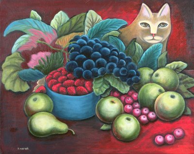 Cat and Fruit by Jerzy Marek