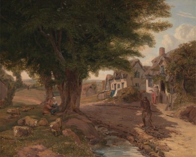 Village Scene (Possibly Colickey Green, Essex) by Jessica Landseer