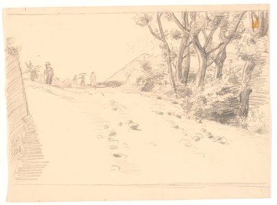 Italian Landscape with a Road, Trees on the Right by Joakim Frederik Skovgaard