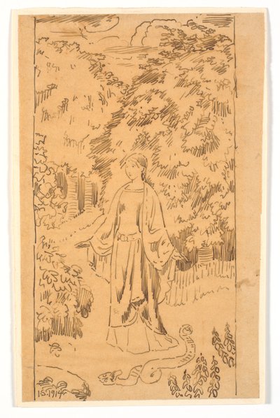 Chalk with Folk Song Motif (The Maiden in the Serpent Skin) by Joakim Frederik Skovgaard