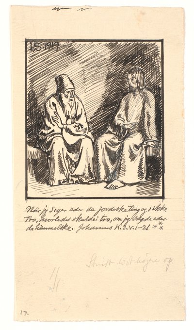 Christ and Nicodemus by Joakim Frederik Skovgaard