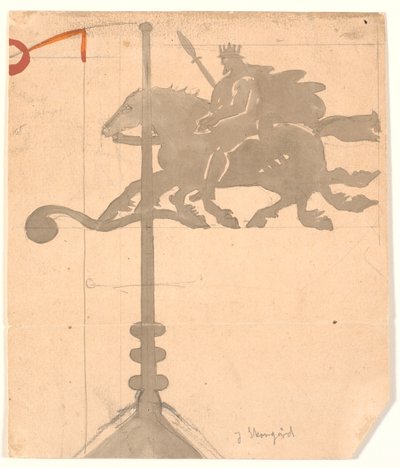 Odin on Sleipnir. Weather Vane at Vallekilde Folk High School by Joakim Frederik Skovgaard
