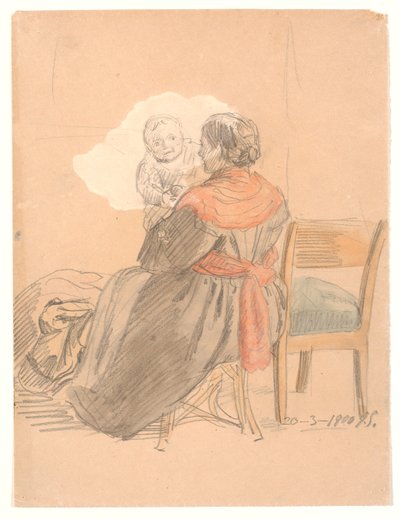 Seated Woman with Child, Back Turned by Joakim Frederik Skovgaard