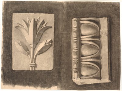Drawing After Plaster. Two Ornamental Fragments by Joakim Frederik Skovgaard