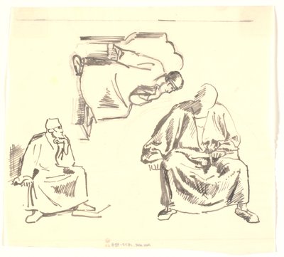 Three Studies of a Seated, Bearded Man. Saul by Joakim Frederik Skovgaard