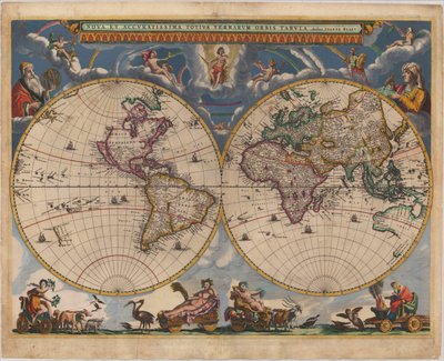 Double hemisphere map of the World by Joan Blaeu