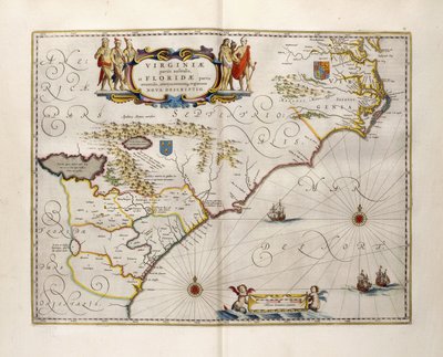 Map of Virginia and Florida by Joan Blaeu