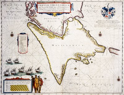 Tabula Magellanica: Map of Strait of Magellan by Joan Blaeu