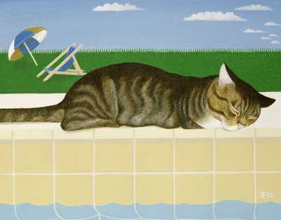 Tabby Cat by a Pool by Joan Freestone