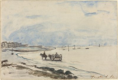 Cart on the Beach at Etretat by Johan Barthold Jongkind