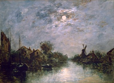 Dutch Channel in the Moonlight, c. 1840-1891 by Johan Barthold Jongkind