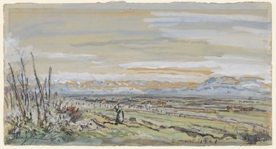 View of a Flat Landscape by Johan Barthold Jongkind