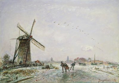 Ice Skaters in Holland, 1872 by Johan Barthold Jongkind