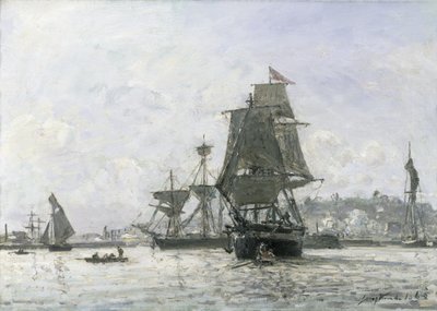 Large Sailing Boats at Honfleur by Johan Barthold Jongkind