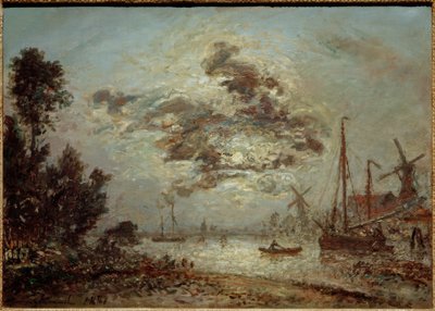 Moonlight over Dordrecht by Johan Barthold Jongkind