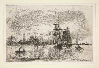 Soleil Couchant - Port by Johan Barthold Jongkind