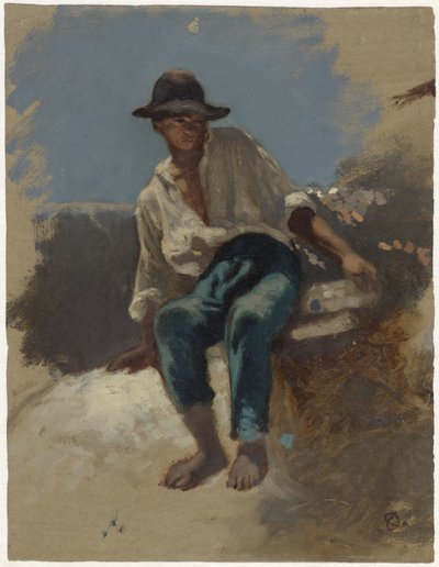 Seated Young Man with Felt Hat by Johan Daniël Koelman