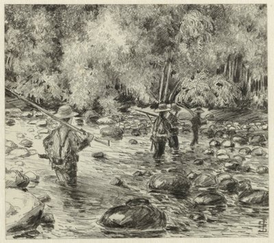 Soldiers Wading Through a River by Johan Gerard Sinia