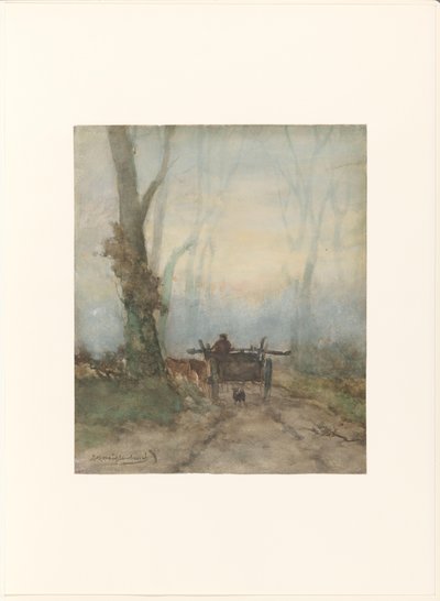 Farm Cart on a Forest Road by Johan Hendrik Weissenbruch (signed by artist)