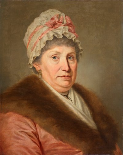 Bourgeois Woman with Lace Cap and Fur Collar by Johann Baptist Lampi d. Ä.