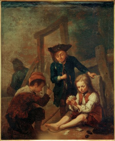 Boys Playing Cards by Johann Conrad Seekatz