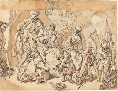 The Happy Family with Children Playing by Johann Eleazar Schenau