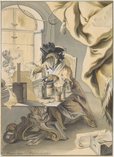 The Monkey as Engraver and Goldsmith by Johann Esaias Nilson