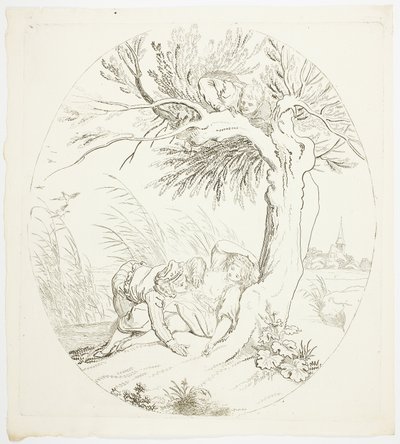 Unobserved Man Spying on Reclining Lovers by Johann Heinrich Ramberg