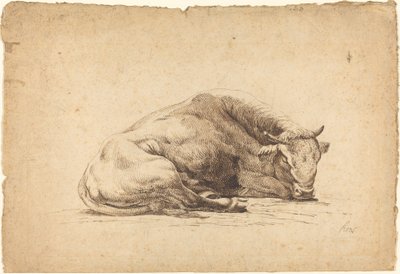 A Bull Sleeping by Johann Heinrich Roos