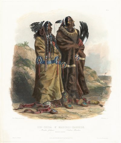 Sih-Chidä and Mahchsi-Karehde by Johann Hürlimann, after Karl Bodmer