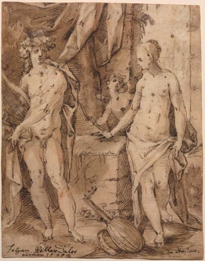 Apollo with Erato and Cupid by Johann Kellerthaler