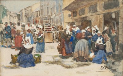 Market in Concarneau by Johann Nepomuk Geller