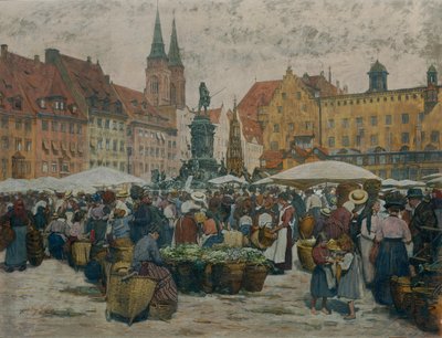 Market in Nuremberg by Johann Nepomuk Geller