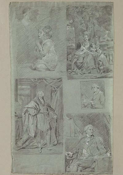 5 Portrait Studies by Johann Peter Krafft