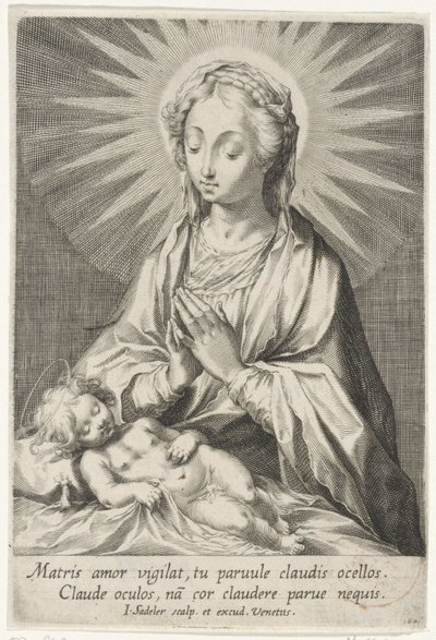 Mary Adoring the Sleeping Christ Child by Johann Sadeler (I)