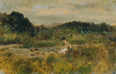 Stream Landscape with Sitting Girl by Johann  Till der Jüngere