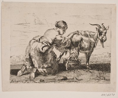 A Girl Milking a Goat by Johanna Fosie