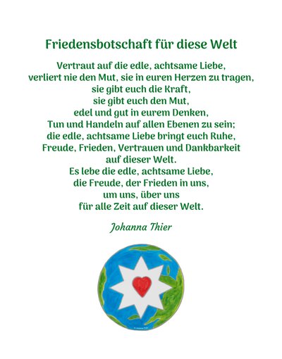 Peace Message for this World by Johanna Thier