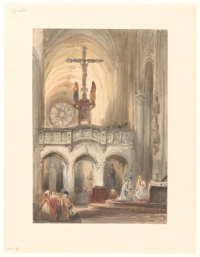 Church Interior with Mass by Johannes Bosboom
