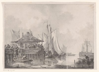 Bustle in a Harbor by Johannes Christiaan Schotel