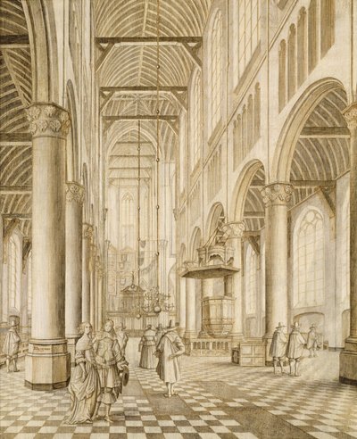 Interior of the New Church, Delft by Johannes Coebermans