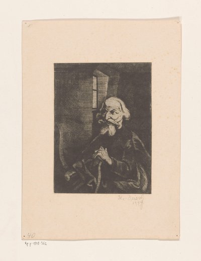 Old Seated Man by Johannes Driesch (signed by artist)