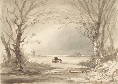 A Winter Landscape by Johannes Franciscus Hoppenbrouwers