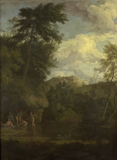 Arcadian Landscape with Diana Bathing by Johannes Glauber