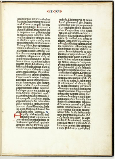 Gutenberg Bible Leaf by Johannes Gutenberg