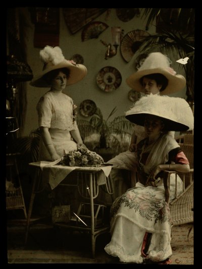 Three Women with Hats by Johannes Hendrikus Antonius Maria Lutz