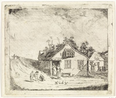 Two Houses by a Road by Johannes Huibert Prins